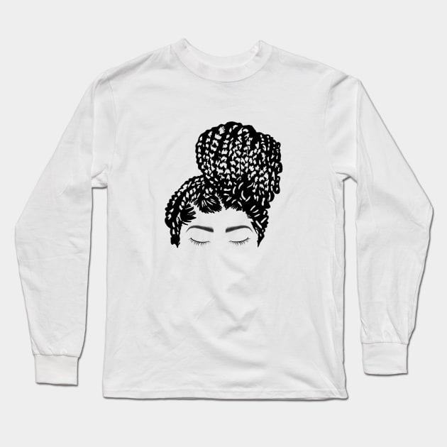 Queen With Braids | Black Girl Magic Long Sleeve T-Shirt by coinsandconnections